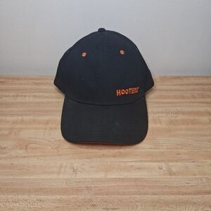 Hooters Ball Cap Orange Hooters Logo  Solid Black Adjustable Hat One Size